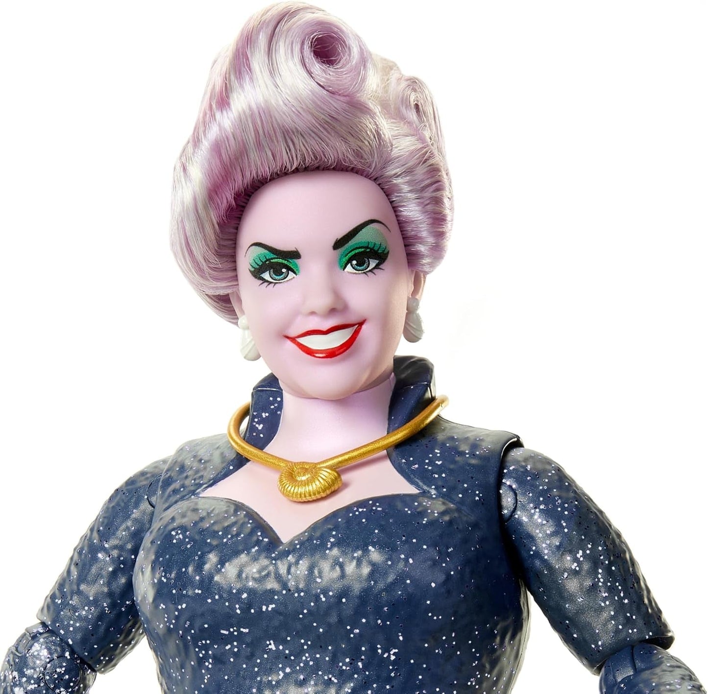 Mattel DISNEY Ariel Mała Syrenka - Urszula z mackami, odpinanym naszyjnikiem i lawendowym kokiem zapewniającym niekończącą się zabawę stylizacyjną, odpowiednia dla dzieci od 3. roku życia, HLX12