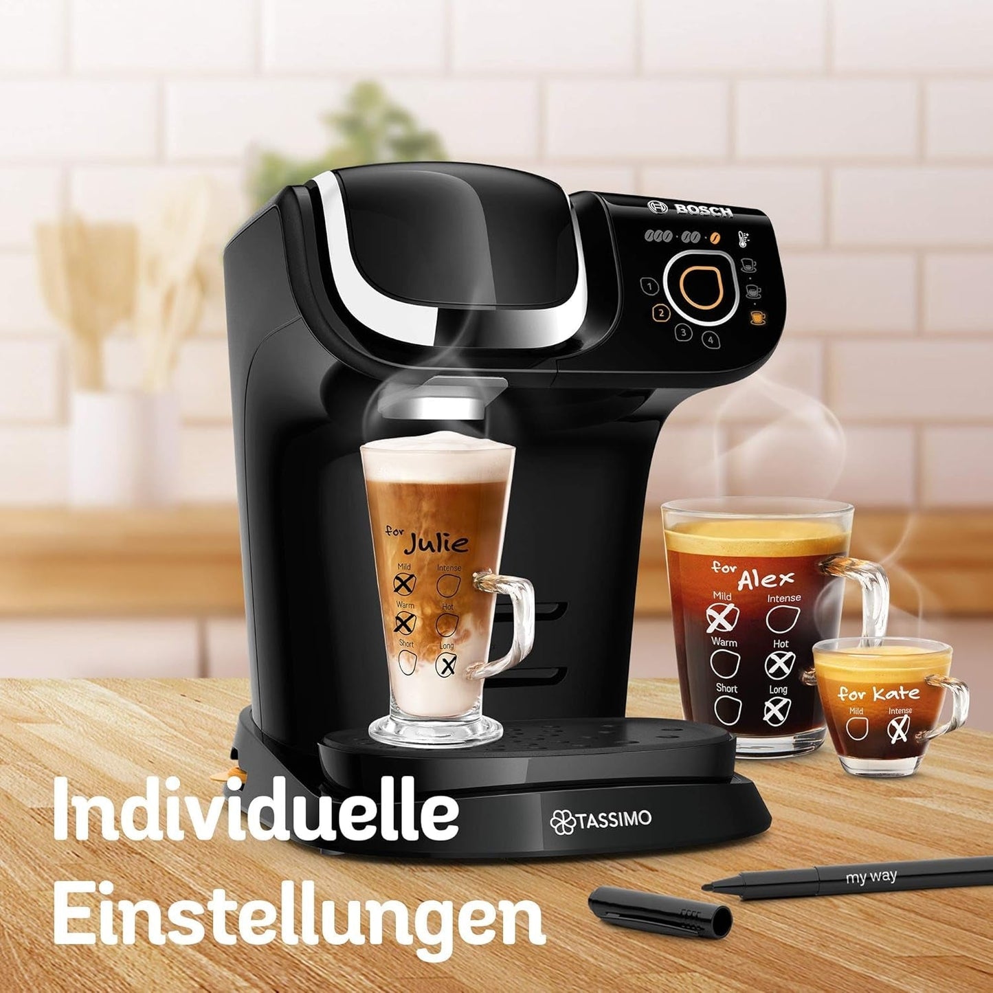 Ekspres do espresso Tassimo My Way z 2 kapsułkami TAS6502 z filtrem wody, ponad 70 napojów, personalizacja napojów, różnorodność kaw, łatwe parzenie, 1500 W, czarny