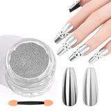Zestaw pudrów Saviland Chrome do paznokci - Różowy laserowy puder do paznokci Chrome Efekt lustrzany Laserowe zdobienie paznokci, Manicure z brokatem Dekoracyjny puder z gąbeczkami, Puder brokatowy do paznokci Salon paznokci
