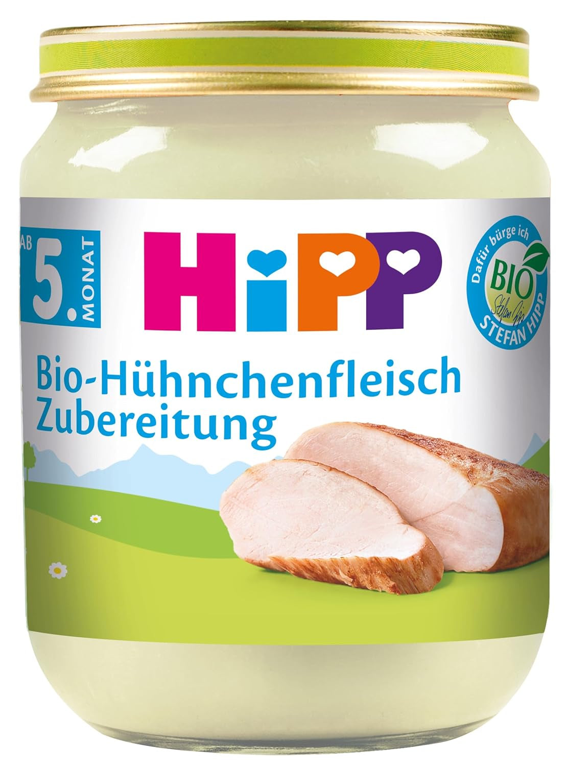 Ekologiczny preparat z kurczaka HiPP (6 x 125g), z organicznym olejem rzepakowym, bezglutenowy, bez dodatku soli, najwyższej jakości organicznej