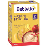 Kaszka mleczna z owocami (4x500g), od 5 miesiąca życia, bez dodatku cukru, z cennymi minerałami i witaminami, bardzo sycąca