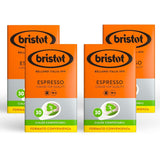 Bristot, 120 Espresso-Kaffeekapseln – eine Mischungen aus Arabica-Kaffee aus Brasilien und Zentralamerika, mit Noten von Zartbitterschokolade, Haselnuss und Caramell – 4 Packungen mit je 30 Kapseln
