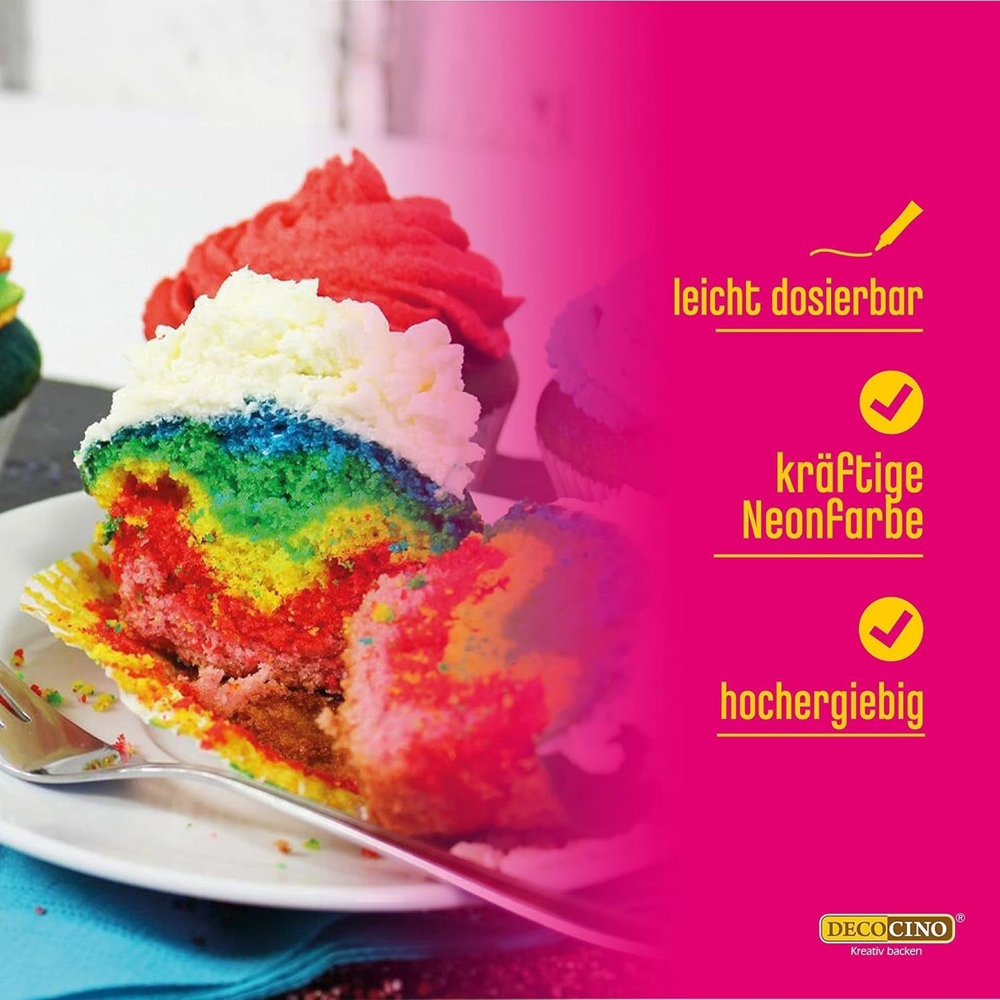 Decocino Neon Food Paste Red - Barwnik spożywczy w dużej dawce - Do barwienia ciast, babeczek, babeczek - Bez smaku
