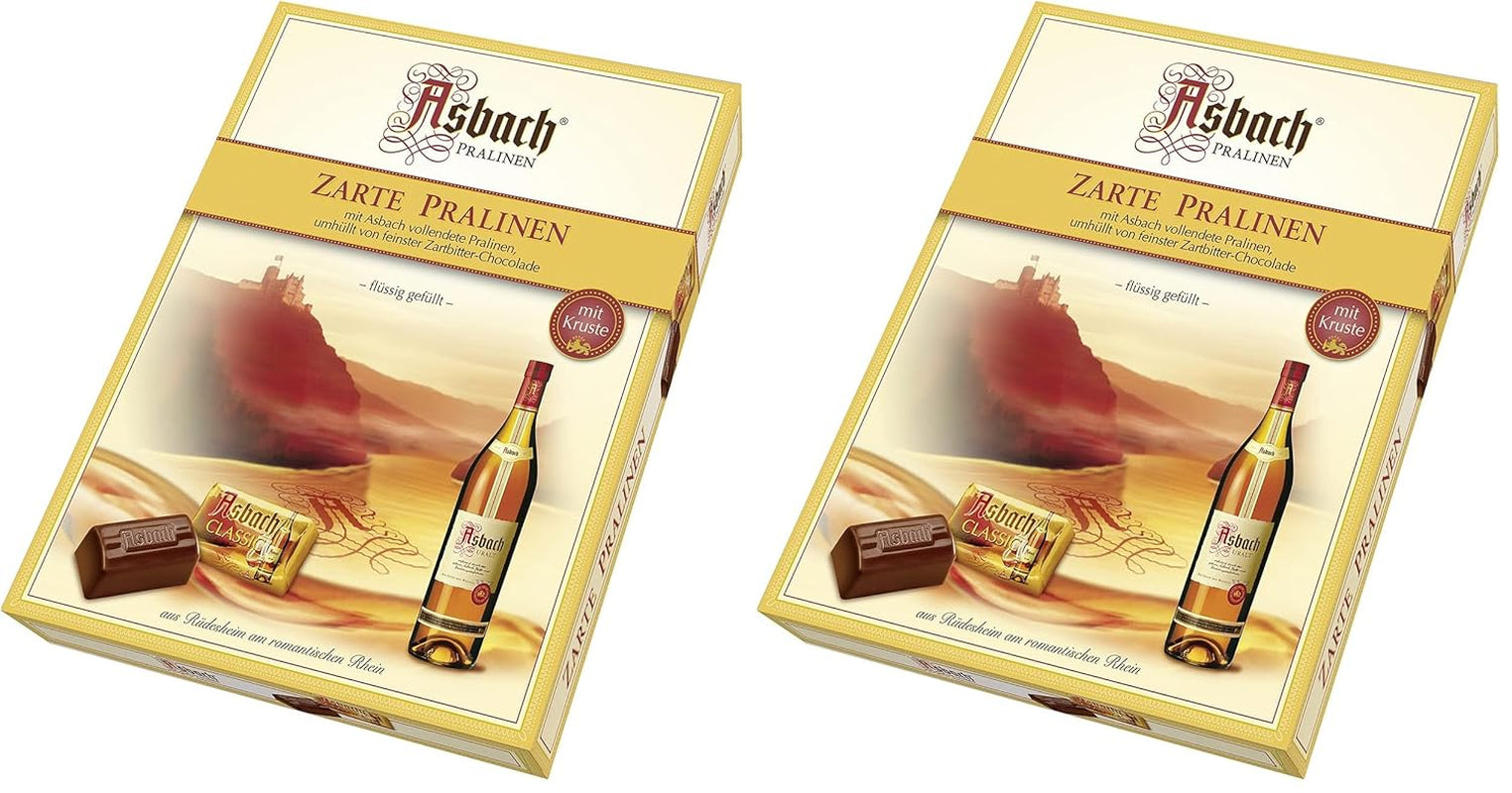 Delikatne pralinki RCP Asbach w butelkach z chrupiącą skórką - 1 x 310 g - Ciemna czekolada z nadzieniem Asbach