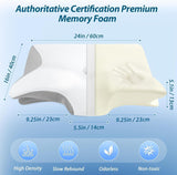 HOMCA Neck Pillow Memory Foam Orthopedic Pillow 2 in 1 Neck Support Pillow with 3D Cooling Cover Ergonomic Sleeping Pillow for Back, Side and Stomach Sleepers Gray 60X13/11X40cm Cervical Orthopedic Pillows Naty Shop
