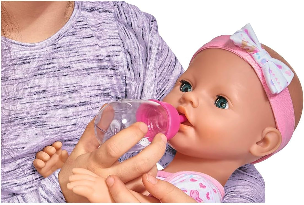 Simba 105039005 - Lalka noworodkowa, 3 lata i więcej, lalka do zabawy z funkcjami, może pić i sikać, 8 sztuk, z lalką i akcesoriami