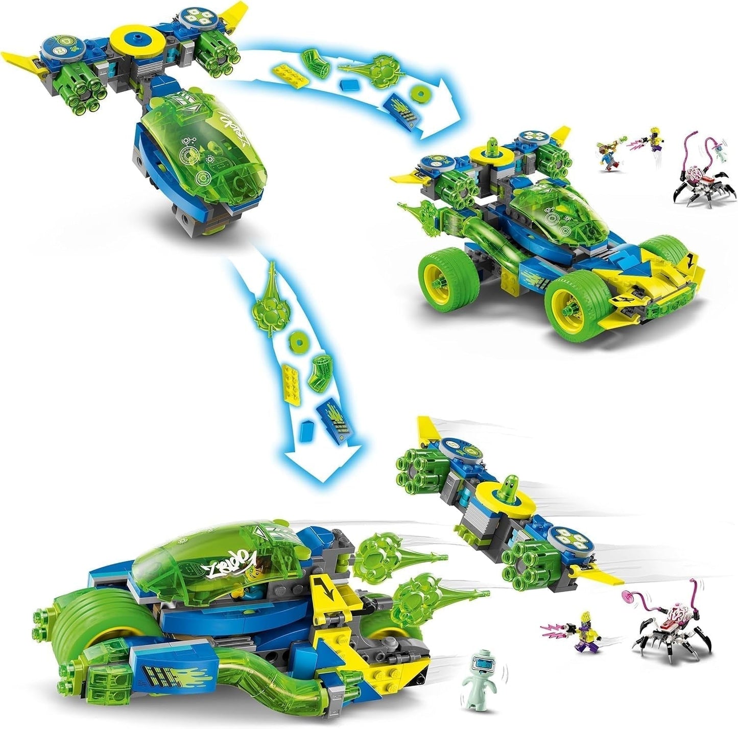 LEGO Dreamzzz Mateo z wyścigówką Z-Blob Action, zestaw fantasy 2 w 1 z pojazdami, minifigurkami i stworzeniami ze snów dla dzieci w wieku powyżej 8 lat, prezent dla chłopców i dziewcząt 71491 Zestawy do budowania Beuche den LEGO-Store