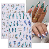 Jmeowio JMEOWIO Nagelsticker Marmor Französische Spitze 10 Blatt Nail Art Naklejka Selbstklebend Nagelaufkleber Bunt Dekoration Nageldesign Zubehör