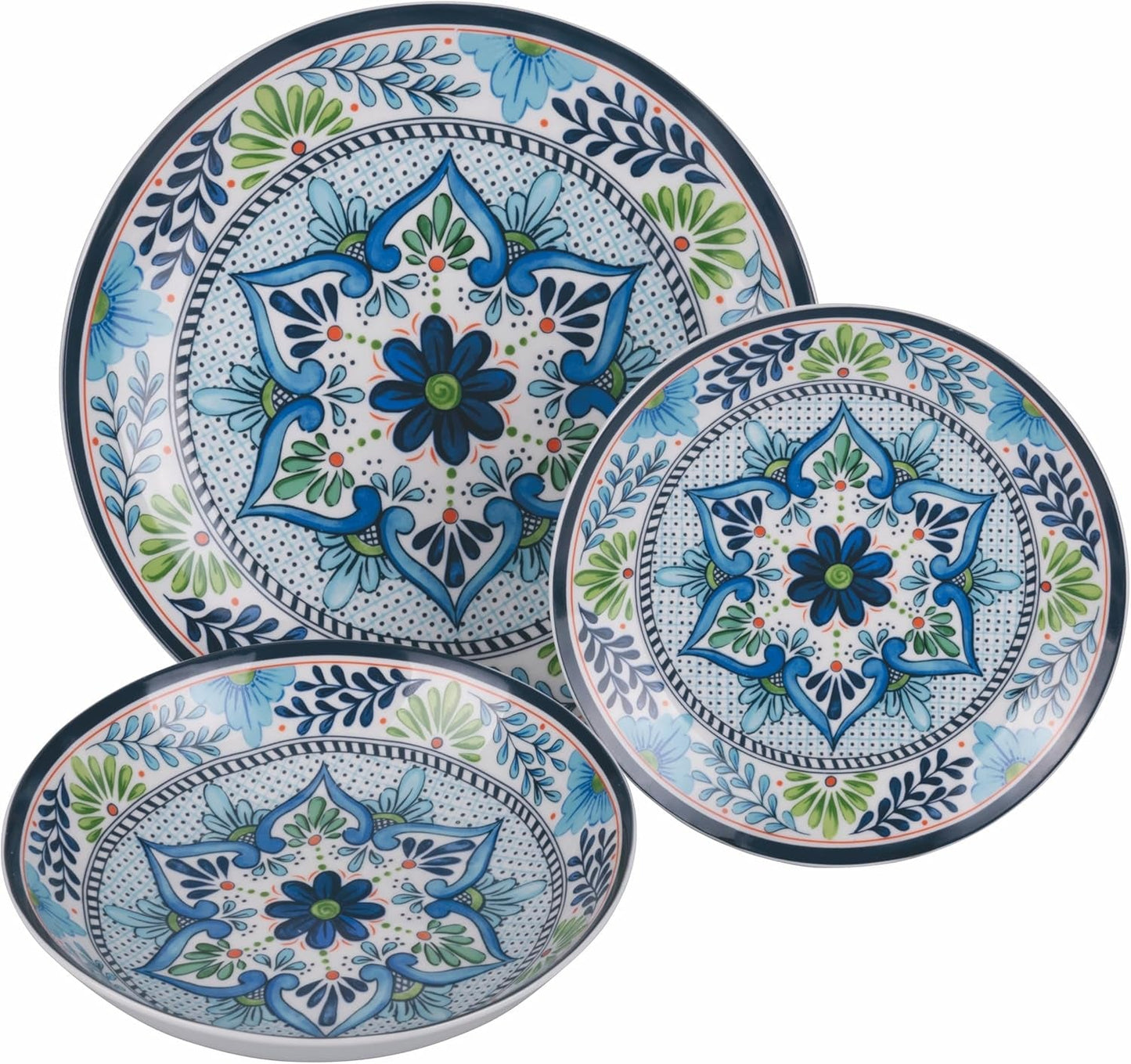 Serwis obiadowy porcelanowy 18 szt., 6 różnych kompletów talerzy, Andaluzja