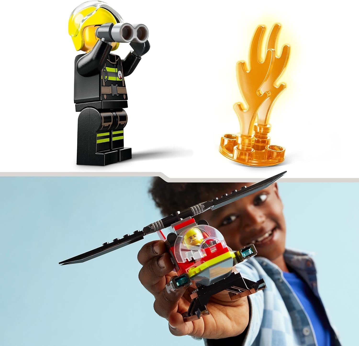 LEGO City Helikopter straży pożarnej, zestaw zabawkowy helikopter i figurka pilota, helikopter strażacki zapewniający pomysłową zabawę, prezent dla dzieci, chłopców i dziewcząt od 5 lat 60411 Zestawy do budowania Besuche den LEGO-Store