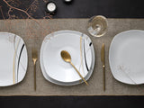 CreaTable 24029 Square City Line Series 6-osobowy porcelanowy zestaw obiadowy 12-częściowy Można myć w zmywarce i używać w kuchence mikrofalowej Jakość produkcji