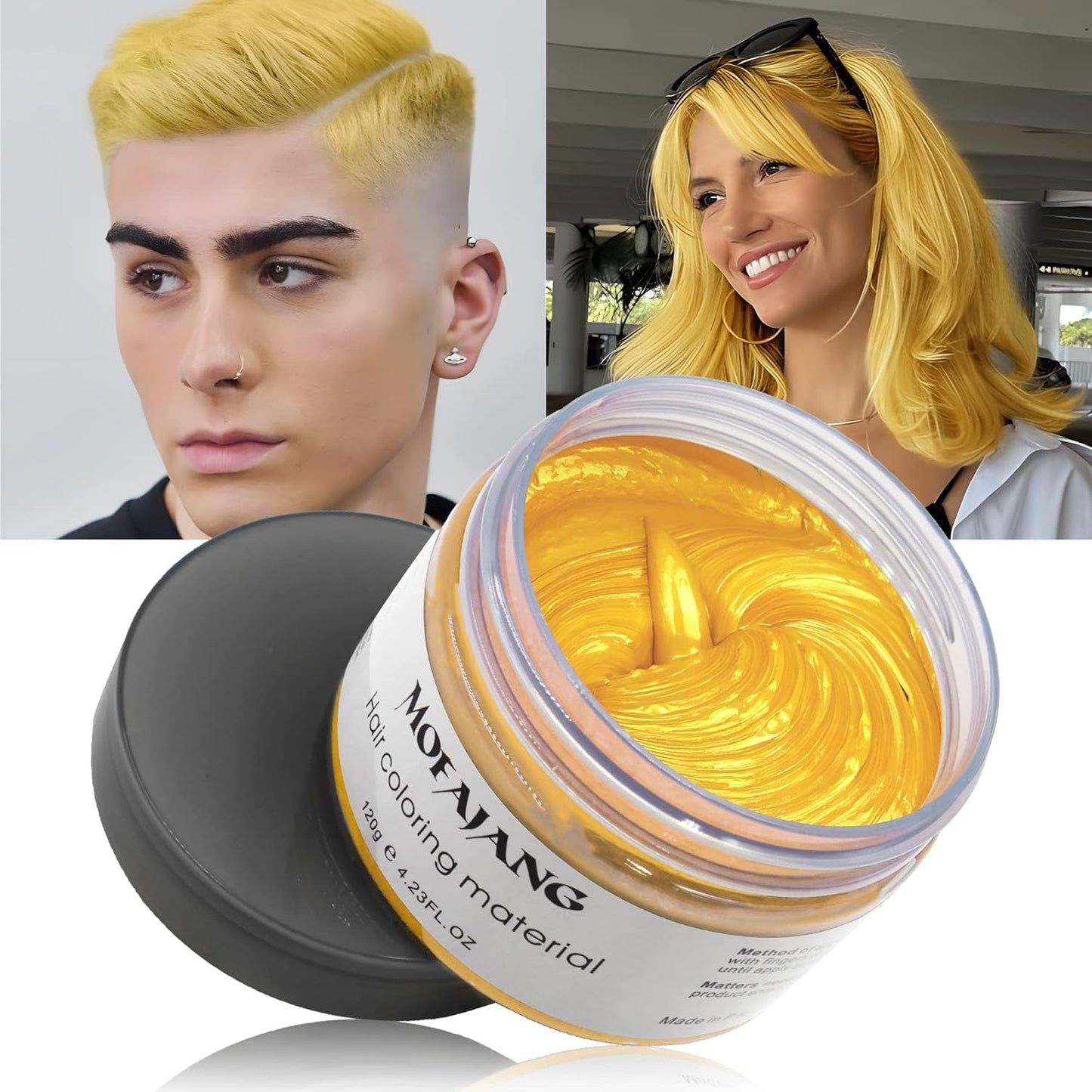Tymczasowa koloryzacja włosów, stylizacja odcienia włosów dla mężczyzn, kobiet, naturalna pomada do włosów, wosk do farbowania włosów na imprezę, cosplay i Halloween, 4,23 oz (srebrnoszary) Naty Shop farba do włosów 9 złota