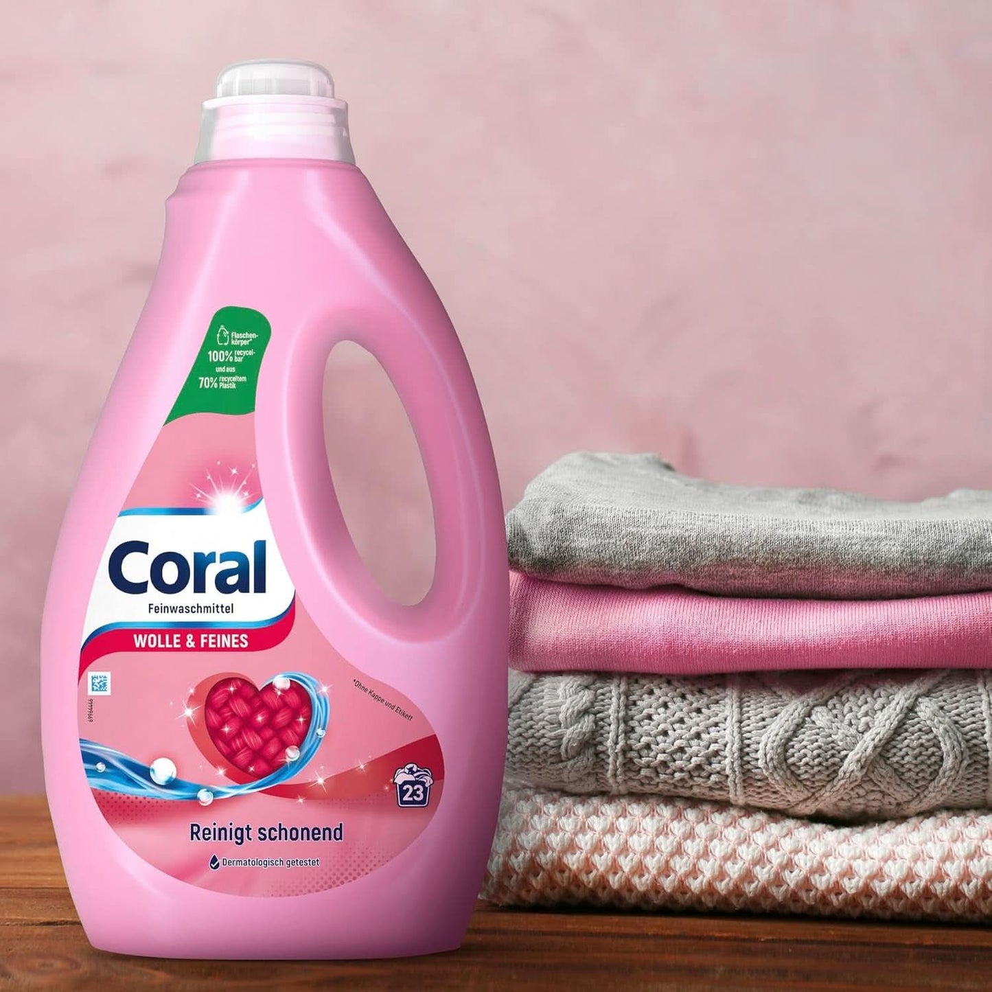 Koralowy delikatny detergent w płynie do wełny i prania delikatnego, 23 prania, 1,15 litra Proszki do prania Naty Shop