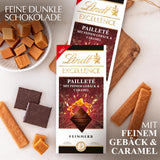 Lindt EXCELLENCE Kawałki Ciasta Z Cekinami I Karmelem - Delikatna ciemna czekolada o intensywnym smaku kakao