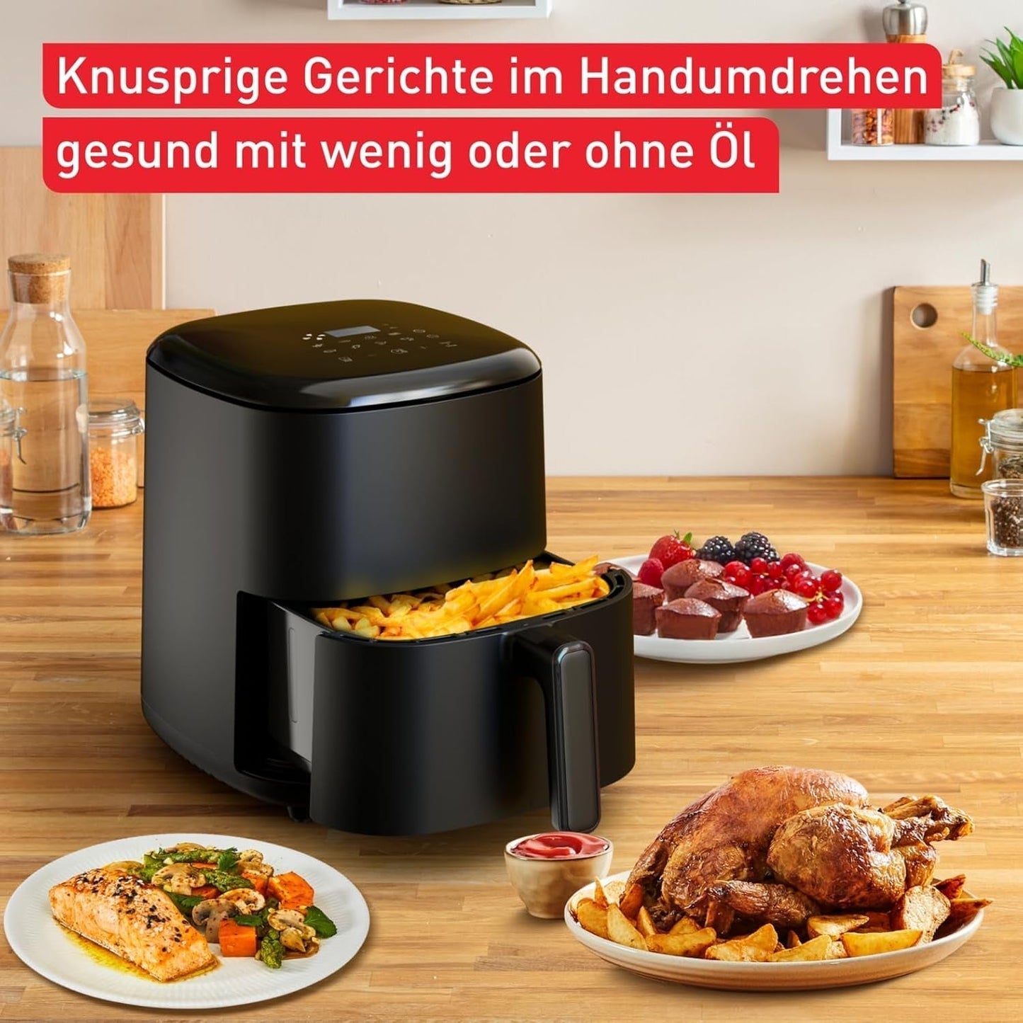 Tefal Easy Fry Max EY2458, 5 litrów, frytownica na gorące powietrze, 10 automatycznych programów gotowania, cyfrowy ekran dotykowy