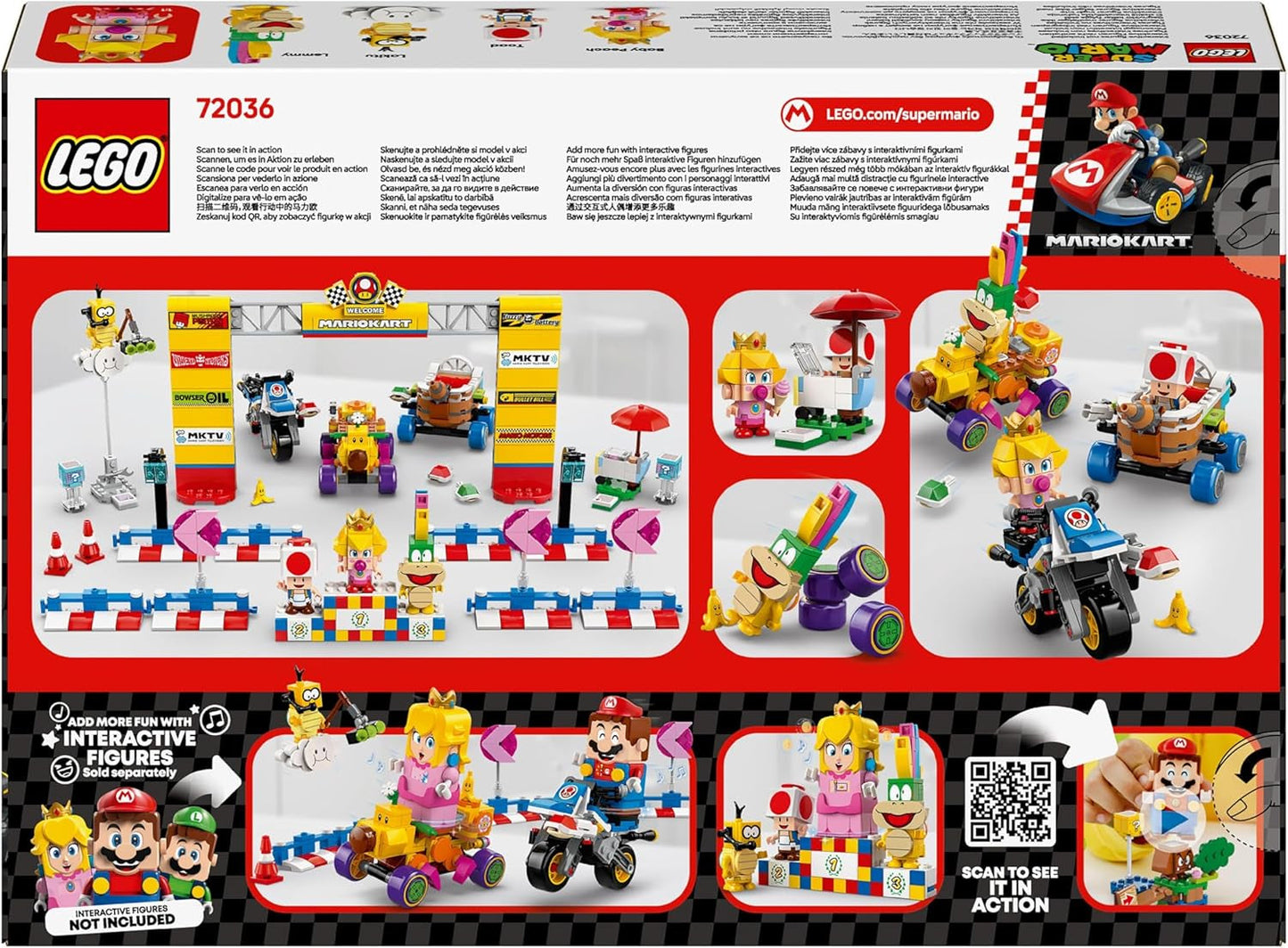LEGO Super Mario: Mario Kart — zestaw Baby Peach i Grand Prix, figurki Nintendo — Toad, Lakitu, Baby Peach i Lemmy, prezent dla chłopców, dziewcząt i graczy w wieku powyżej 8 lat, zabawka przygodowa 72036 Zestawy do budowania Szukaj w sklepie LEGO