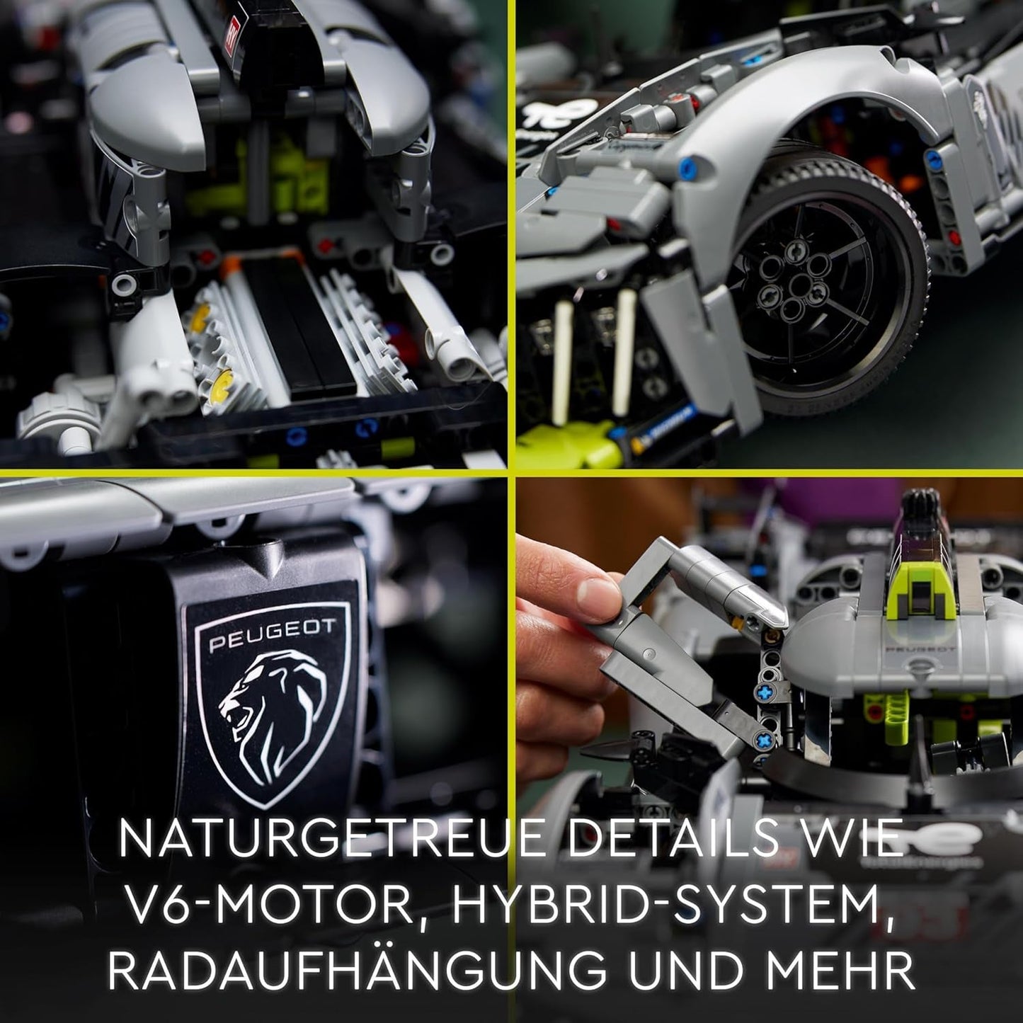 LEGO 42156 Technic Peugeot 9X8 24H Le Mans Hybrid Hypercar Legendarny samochód wyścigowy Zestaw modeli do składania dla dorosłych Samochody do sportów motorowych w skali 1:10 Kolekcjonerskie dla zaawansowanych graczy Zestawy do budowania Kup w sklepie LEGO
