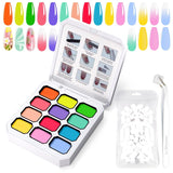 Żel do malowania gradientowego, 12 kolorów Ombre żelowy lakier do paznokci z 100 szt. Gąbeczek do paznokci i 4 pazurami Metalowy chwytak do francuskiego manicure DIY Nail Art, zestaw I