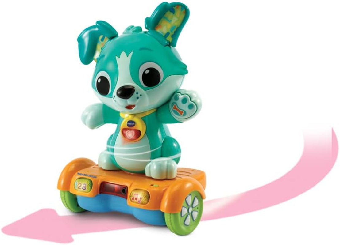 Vtech Baby Catch Me Puppy - Zmotoryzowany szczeniak na deskorolce zachęca do ruchu - Z ruchomymi uszami, piosenkami, dźwiękami i treściami edukacyjnymi - Dla dzieci w wieku 12-36 miesięcy Bebe Toys Naty Shop
