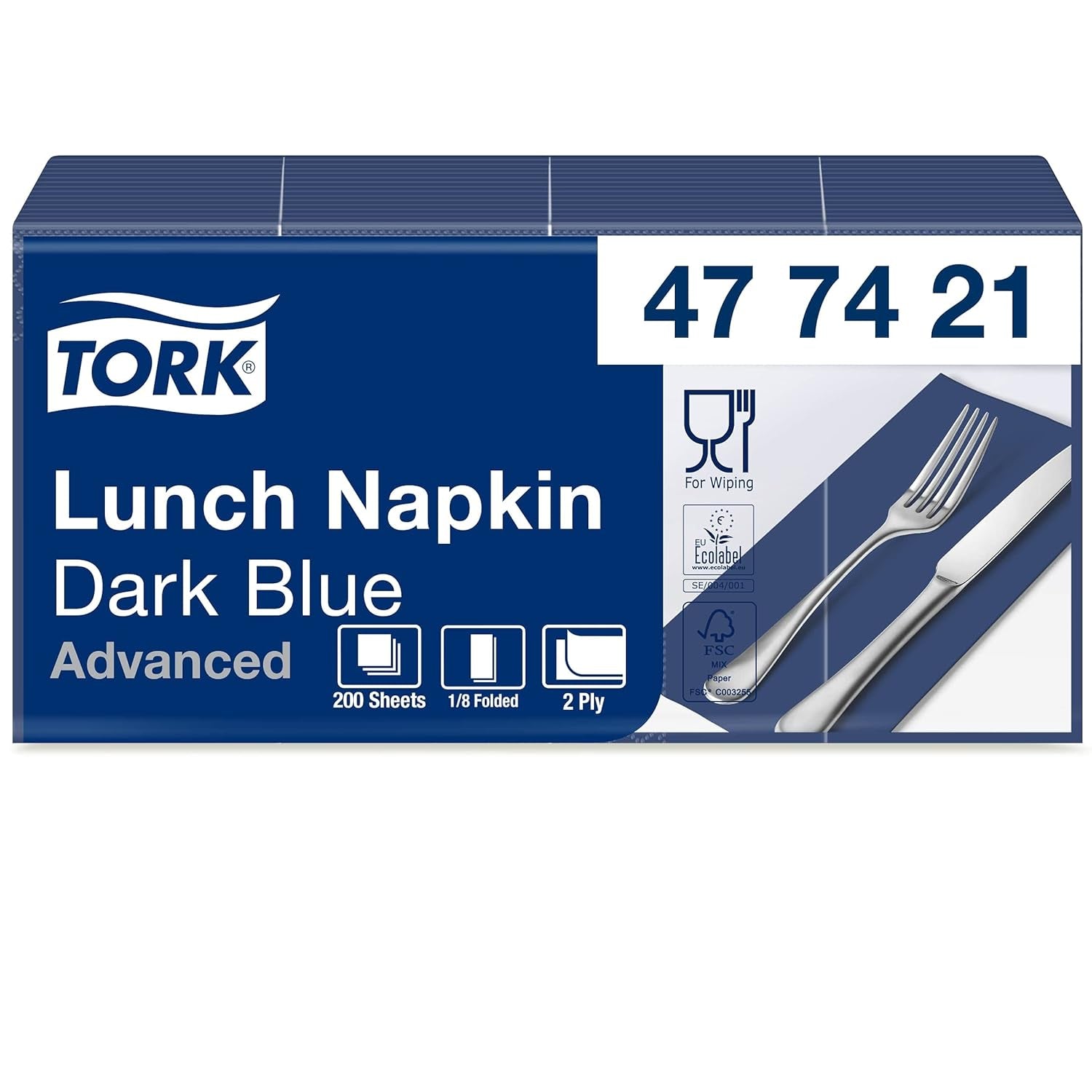 Tork Linstyle 509542 Czarne serwetki koktajlowe, składane w 1/4, 1 warstwa, 23,8 x 23,8 cm, 1 x 100 serwetek