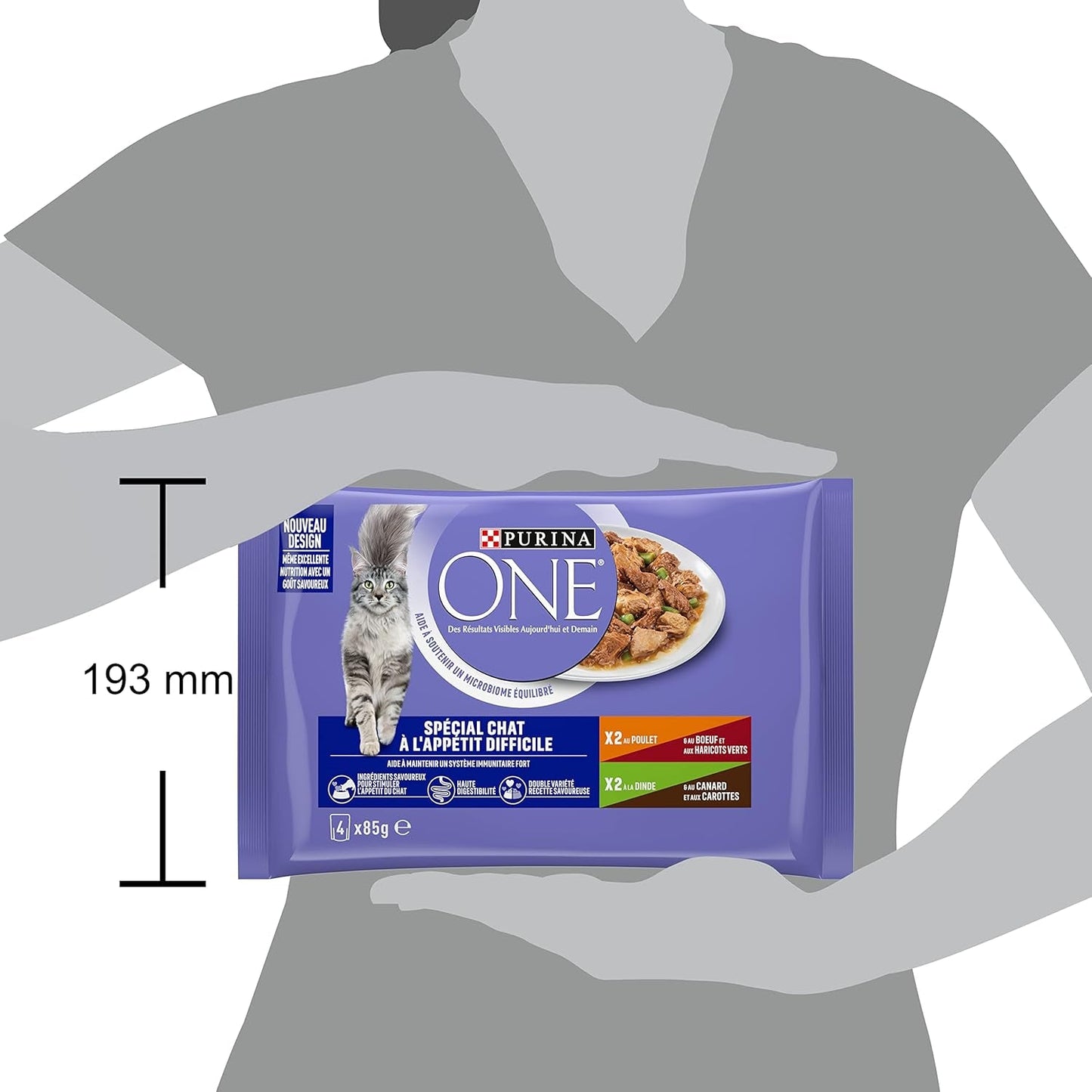 Purina One - Spezialfutter w sosie Rind/Huhn/Ente und Turkeyhn für Katzen mit Appetit, 340 g