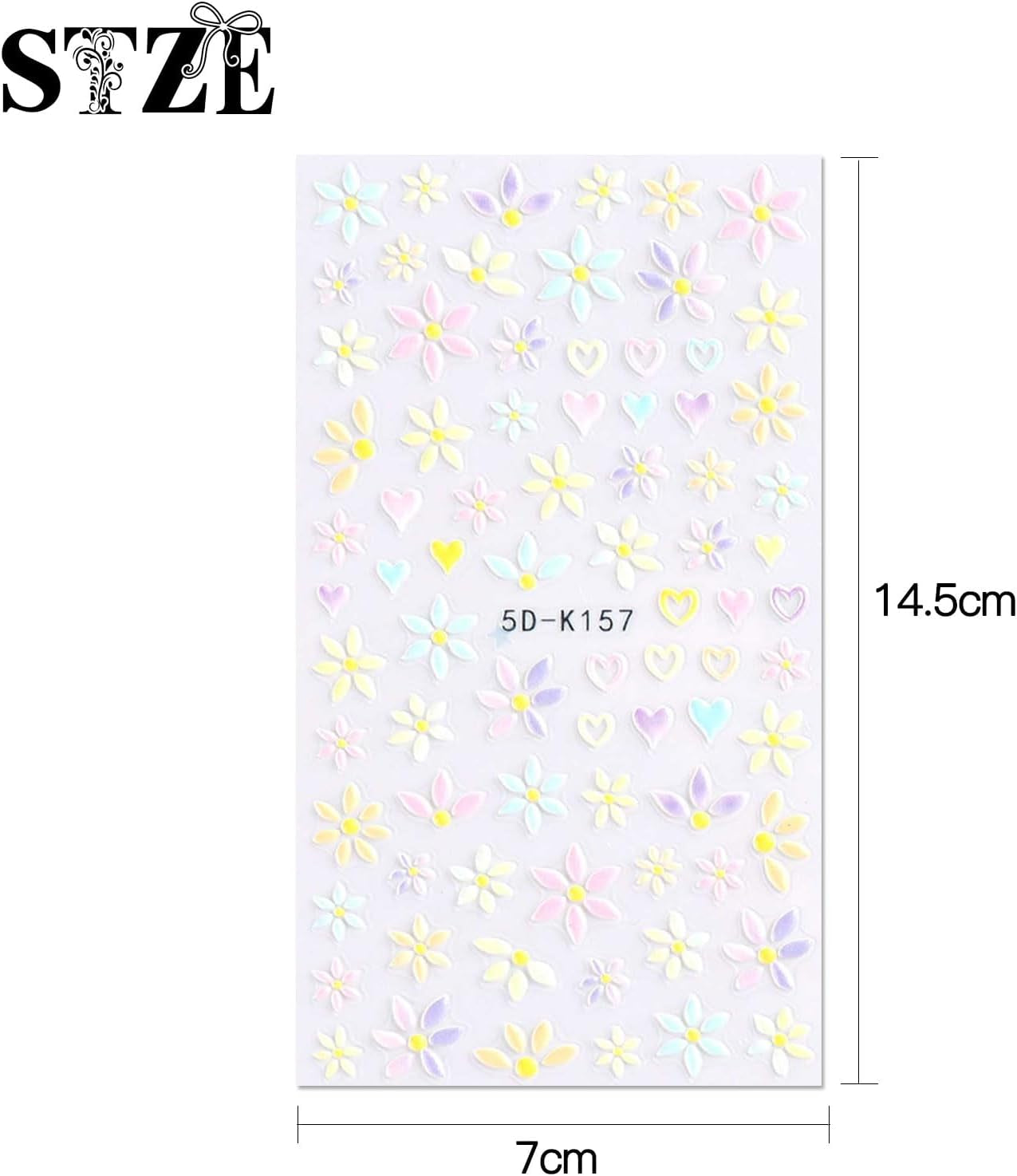 JMEOWIO 3D Nagelsticker Frühling Blumen 5 Blatt Nagelaufkleber 5D Stereoskopisch Selbstklebend Bunte Blüte Nail Art Naklejka Dekoracja Nageldesign Zubehör