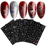 JMEOWIO Nagelsticker Weihnachten 9 Blatt Nail Art Naklejka Selbstklebend Nagelaufkleber Schneeflocke Schneemann Festival Weißes Gold Dekoration Nageldesign Zubehör