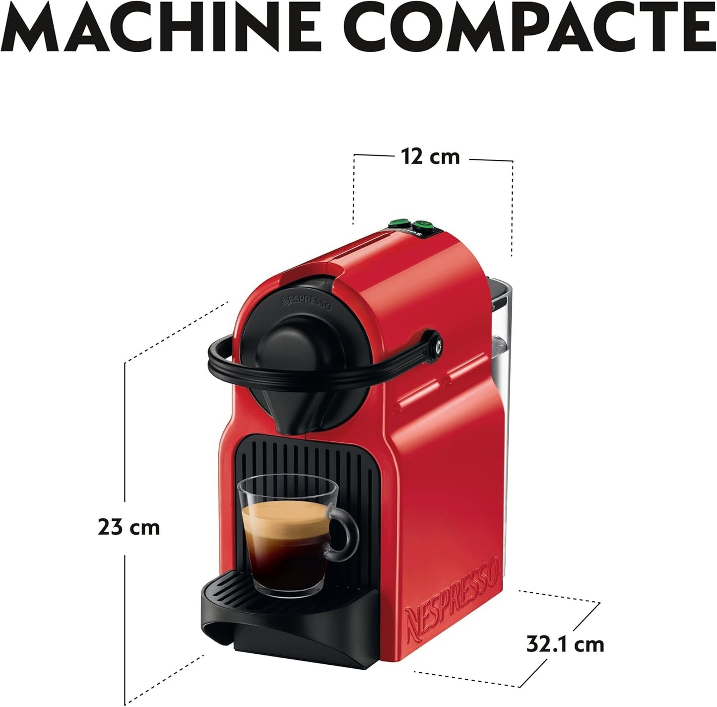 Ekspres do kawy Krups Nespresso Inissia - kompaktowy ekspres do kawy na kapsułki, ciśnienie 19 barów, szybkie nagrzewanie w 25 sekund, funkcja oszczędzania energii, zbiornik na wodę 0,7 l, czerwony, model YY5506FD