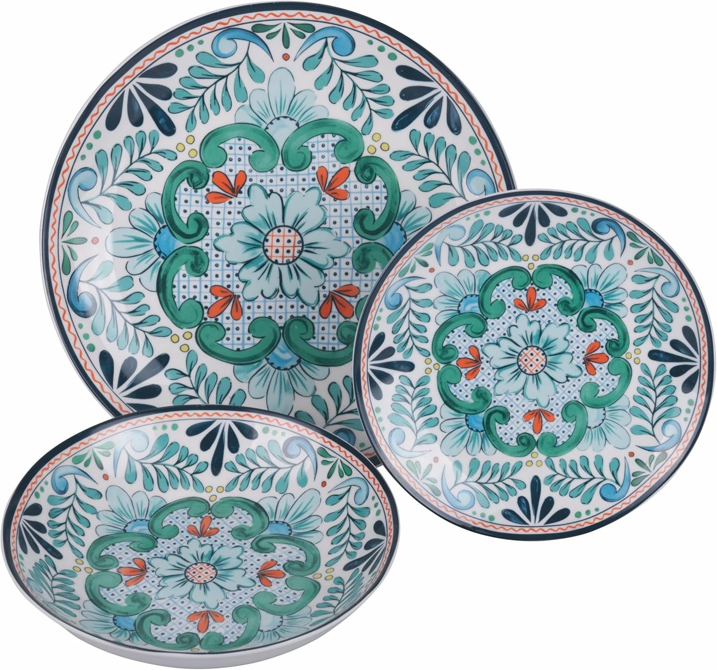 Serwis obiadowy porcelanowy 18 szt., 6 różnych kompletów talerzy, Andaluzja