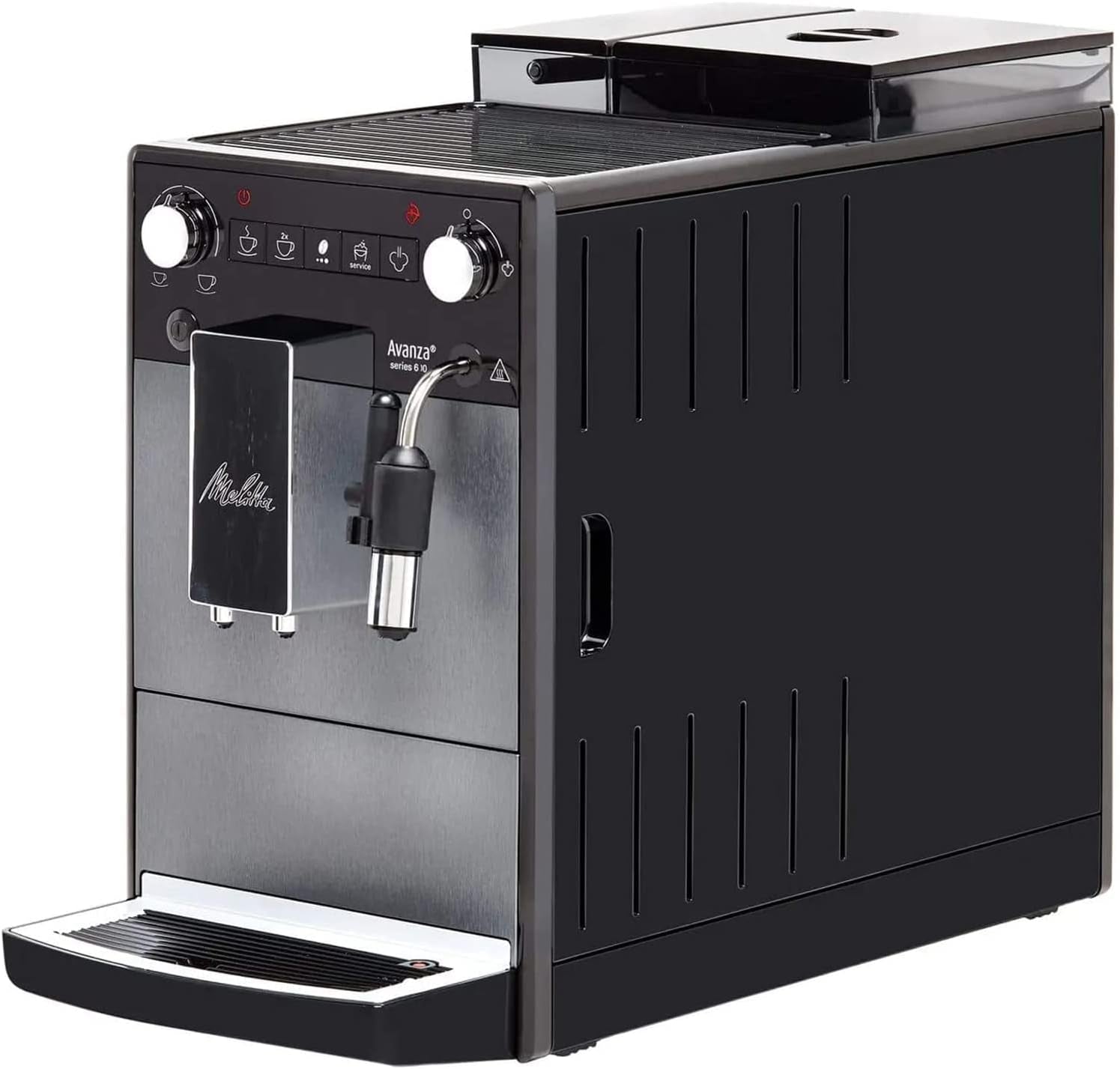 Melitta Avanza - W pełni automatyczny ekspres do kawy z systemem mlecznym, ekspresem ze młynkiem i bardzo dużym zbiornikiem na wodę (1,5 l) np. do kawy. cappuccino lub espresso, mistyczny tytan