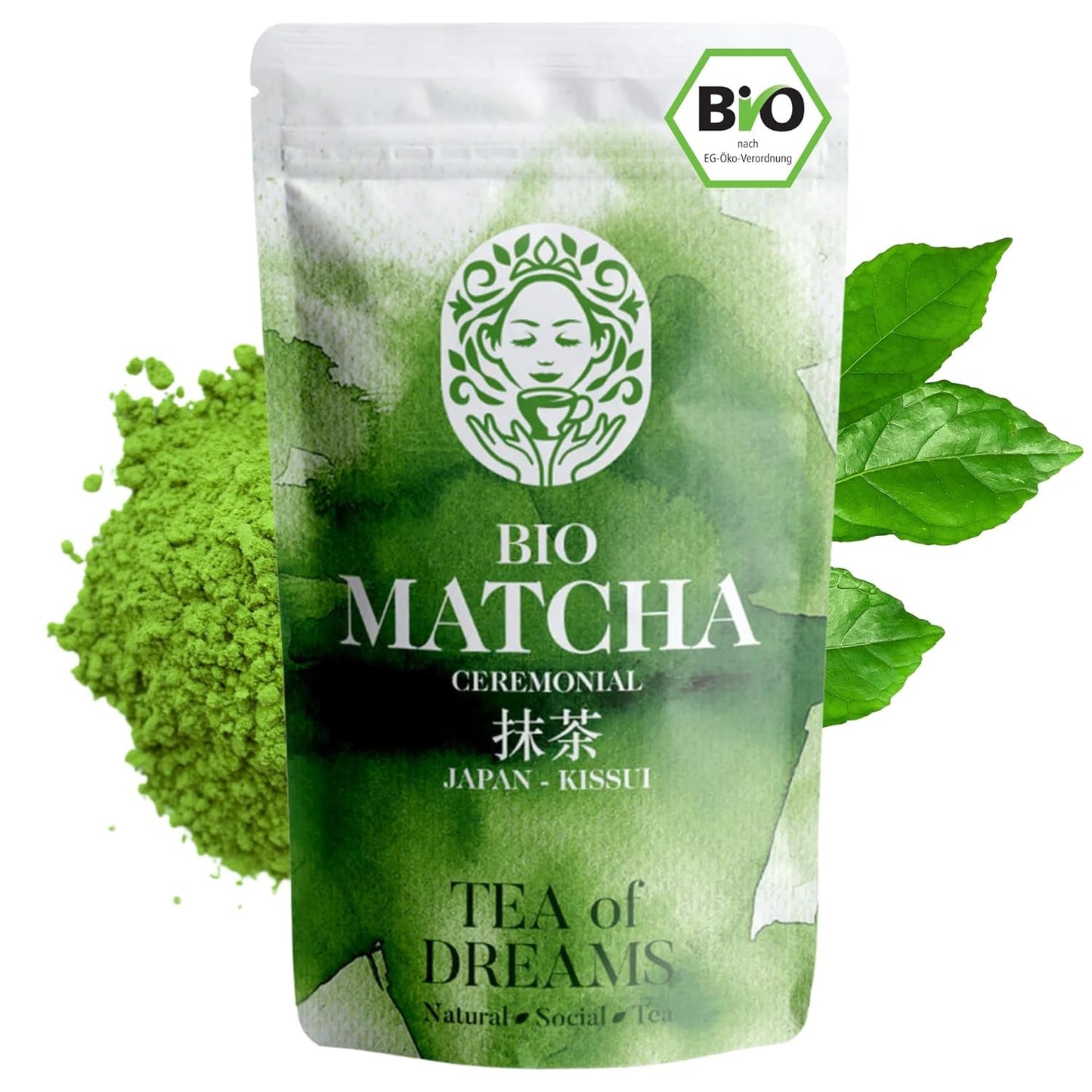 Organiczny proszek Matcha do herbaty i Matcha Latte - Ceremonialna jakość najwyższej jakości z Japonii - Oryginalna zielona herbata Kissui - 30g