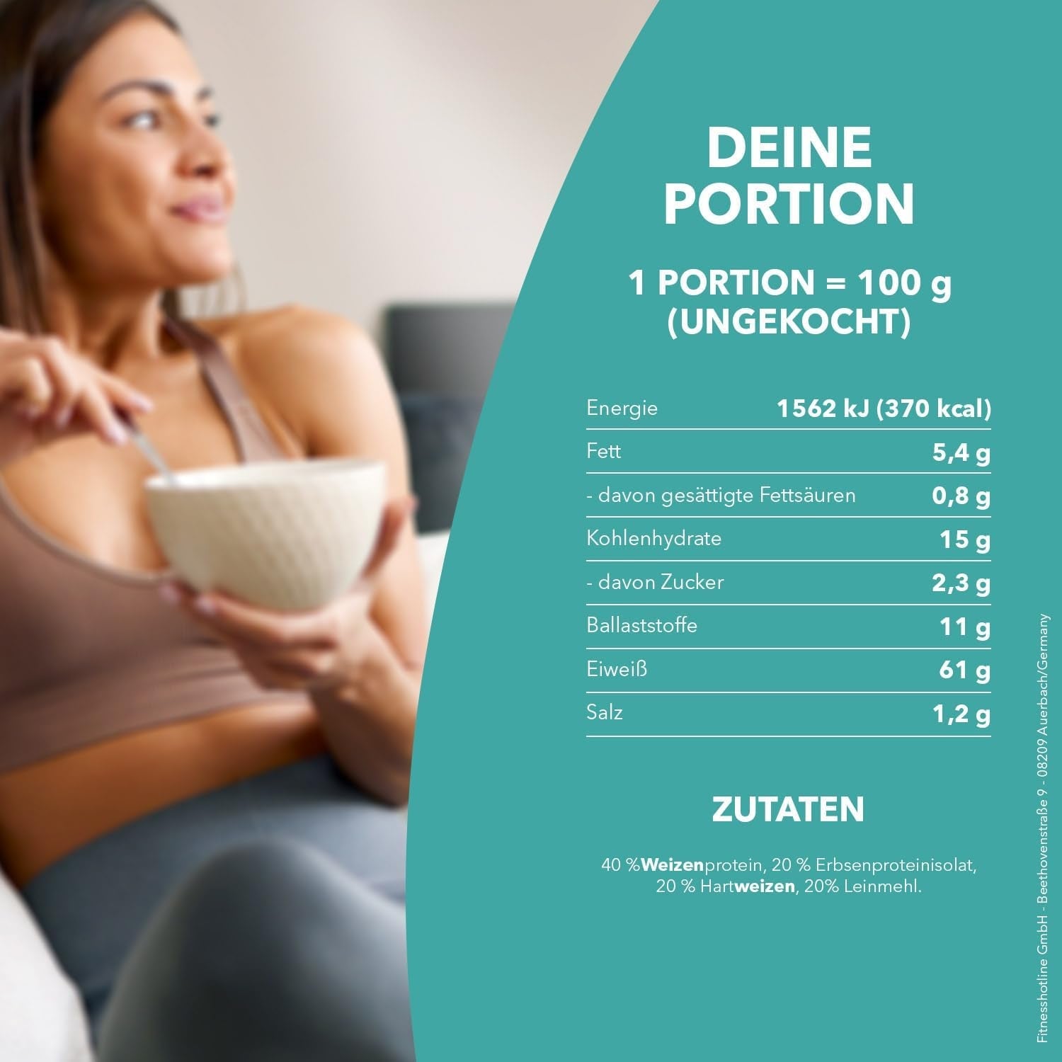 Best Body Nutrition Pasta proteinowa 6 x 200 g - Fit4Day High Protein Tagliatelle - 61% białka, niskowęglowodanowe, wegańskie i bez laktozy, bez soi - wysokiej jakości białko grochu - dla diet niskowęglowodanowych