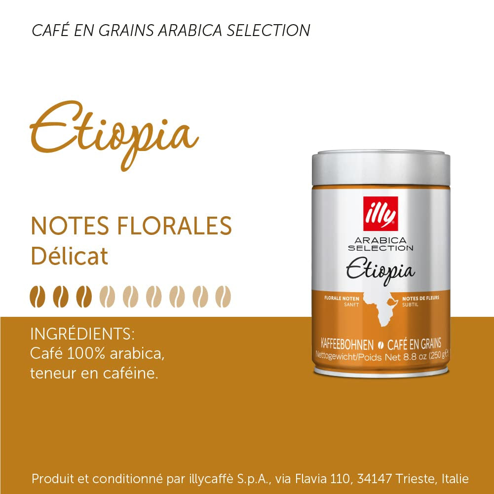 illy Coffee Beans Selection of Ethiopia Luksusowa kawa ziarnista Arabica 6 opakowań (6 x 250 g)