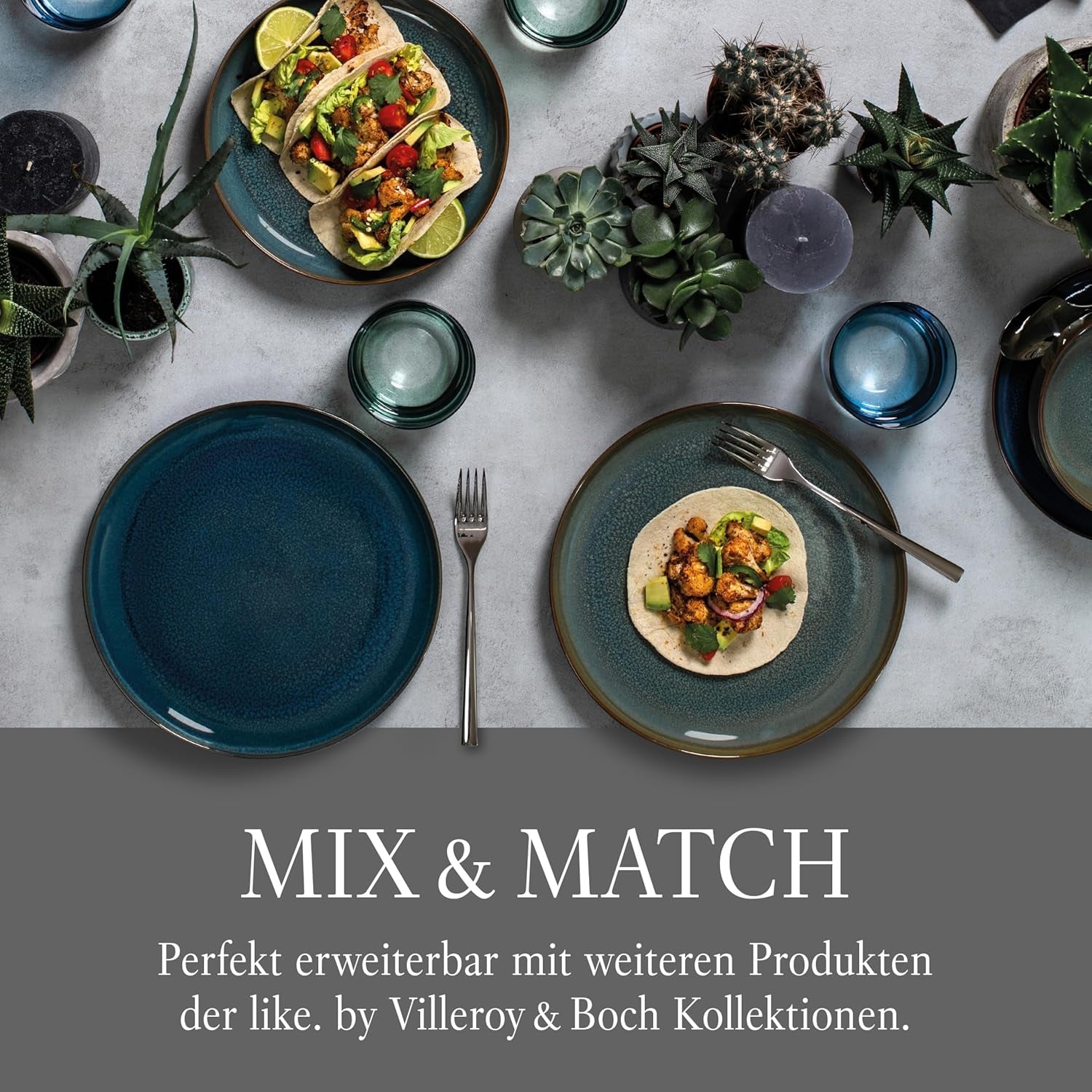 Zestaw naczyń obiadowych Crafted Breeze firmy Villeroy & Boch, 4 sztuki, dla 2 osób, zielony
