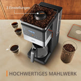 KRUPS Grind Aroma XL Ekspres do kawy, zdejmowany młynek stożkowy, cyfrowy panel sterowania, pojemność XL (1,5 l), funkcja utrzymywania ciepła, szklana karafka, czarny/stal nierdzewna, KM842810