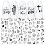 JMEOWIO Nagelsticker Geometria 10 Blatt Nagelaufkleber Selbstklebend Schwarzes Herz Unregelmäßig Geformt Nail Art Naklejka Dekoracja Nageldesign Zubehör