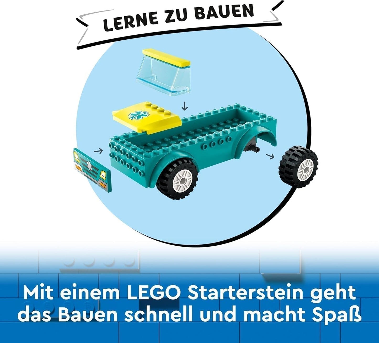LEGO City Karetka i snowboardzista, zestaw karetki pogotowia z samochodzikiem i 2 minifigurkami, figurka snowboardzisty i ratownika medycznego, pomysłowy prezent dla chłopców i dziewcząt od 4 lat 60403 Zestawy do budowania Besuche den LEGO-Store