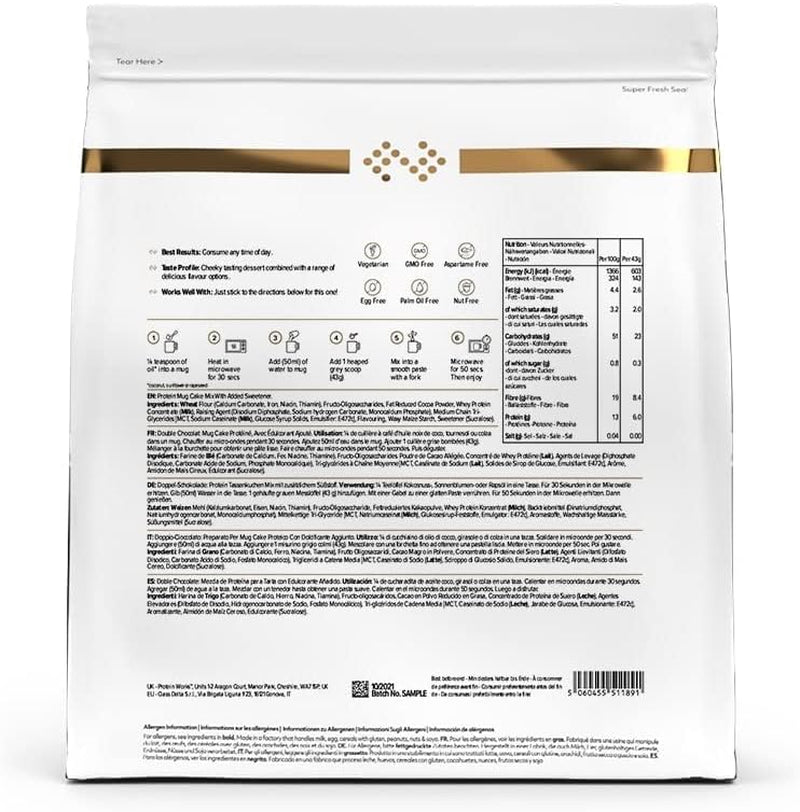 Protein Works Protein Tassenkuchen | Krem czekoladowy | Dieser Köstliche Nachtisch Ist Sehr Protein- Und Balaststoffreich| 500G Mieszanka do pieczenia i gotowania Naty Shop