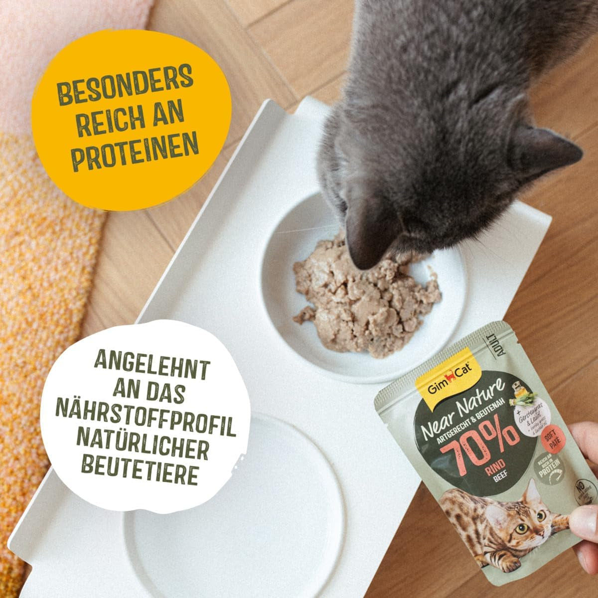 GimCat Near Nature Trial Mix 12 Pack - Mokra karma bezzbożowa dla kotów od 7 miesiąca życia, z recepturą dostosowaną do gatunku i specyficzną dla ofiary - 12 saszetek (12 x 85g)