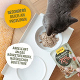GimCat Near Nature Trial Mix 12 Pack - Mokra karma bezzbożowa dla kotów od 7 miesiąca życia, z recepturą dostosowaną do gatunku i specyficzną dla ofiary - 12 saszetek (12 x 85g)