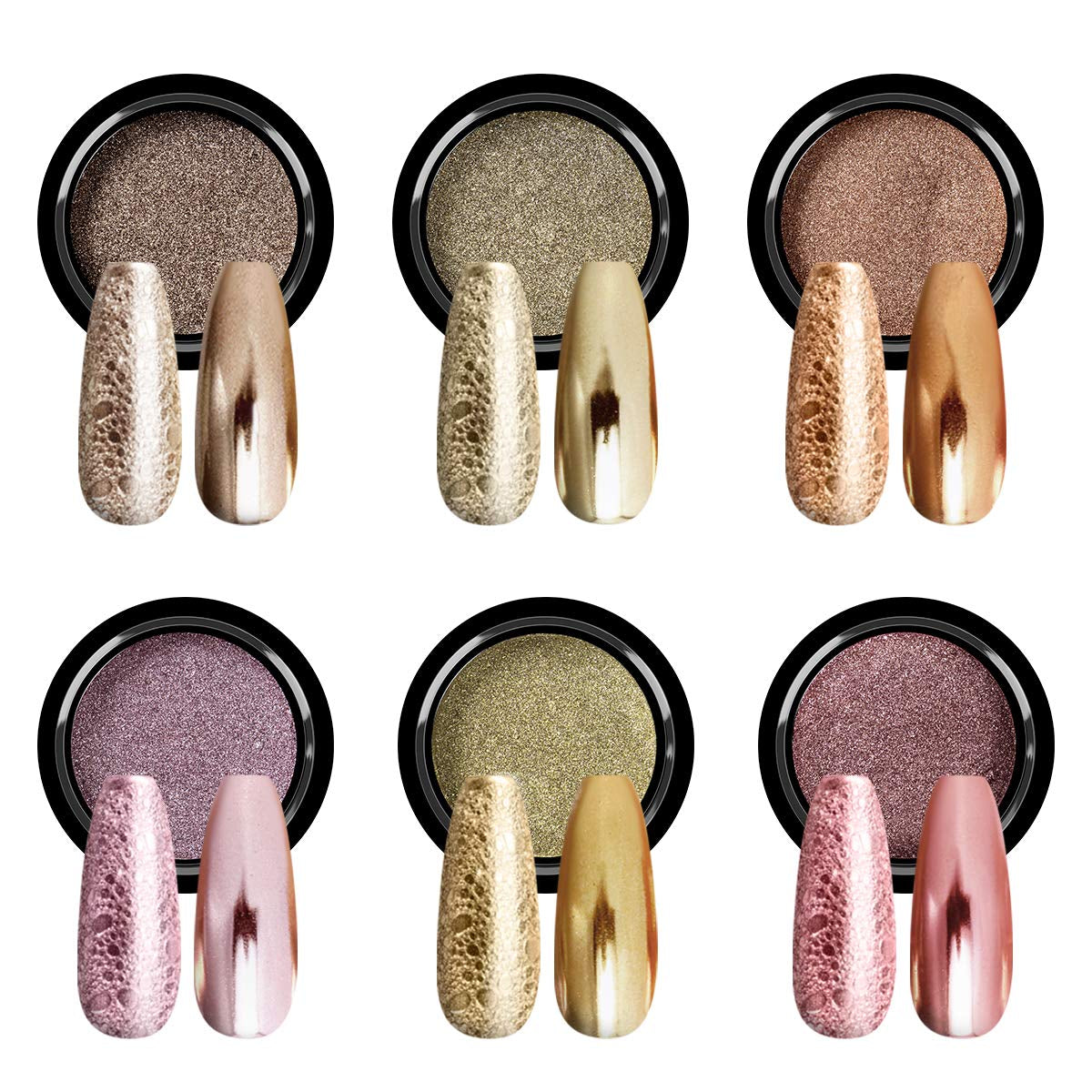 Zestaw pudrów Saviland Chrome do paznokci - Różowy laserowy puder do paznokci Chrome Efekt lustrzany Laserowe zdobienie paznokci, Manicure z brokatem Dekoracyjny puder z gąbeczkami, Puder brokatowy do paznokci Salon paznokci