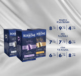 Zestaw Caffè Borbone Verkostung, 90 kapsułek aluminiowych: 30 Mia Napoli, 30 Ciao Venezia, 30 Magica Palermo, (3 x 30 Stück) – Kompatybilny z Kaffeemaschinen für den Hausgebrauch marki Nespresso®*