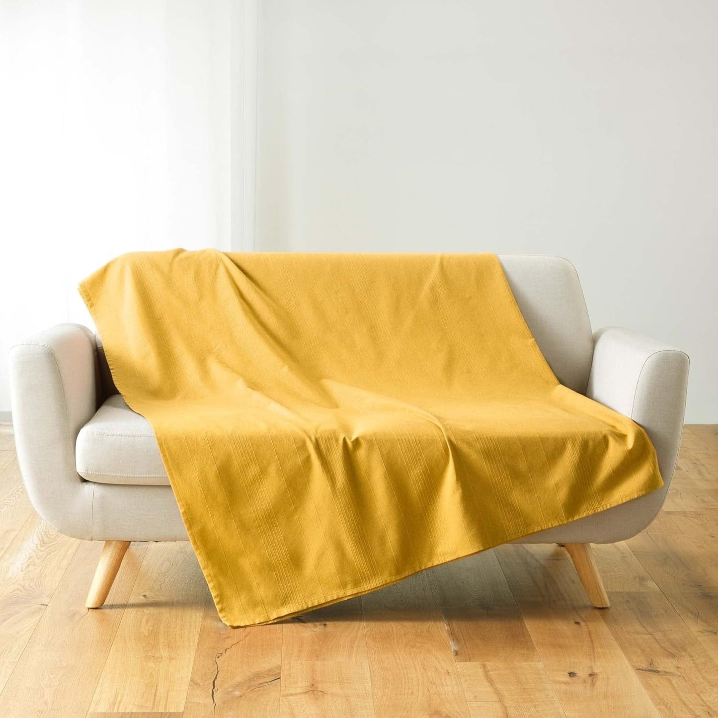 Douceur D'Intérieur, Koc (220 x 240 cm) Lucile Curry, Polycotton, Unicolor Łóżka i koce Douceur d'Intérieur Curry 220 x 240 cm