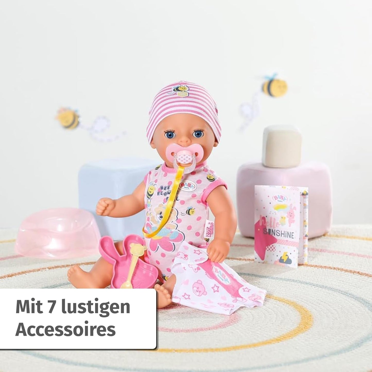 BABY Born Lena (Girl) - laleczka bobas 36 cm - 7 funkcji, w tym akcesoria i materacyk - Działa całkowicie bez baterii - Odpowiednia dla małych dzieci od 1 roku