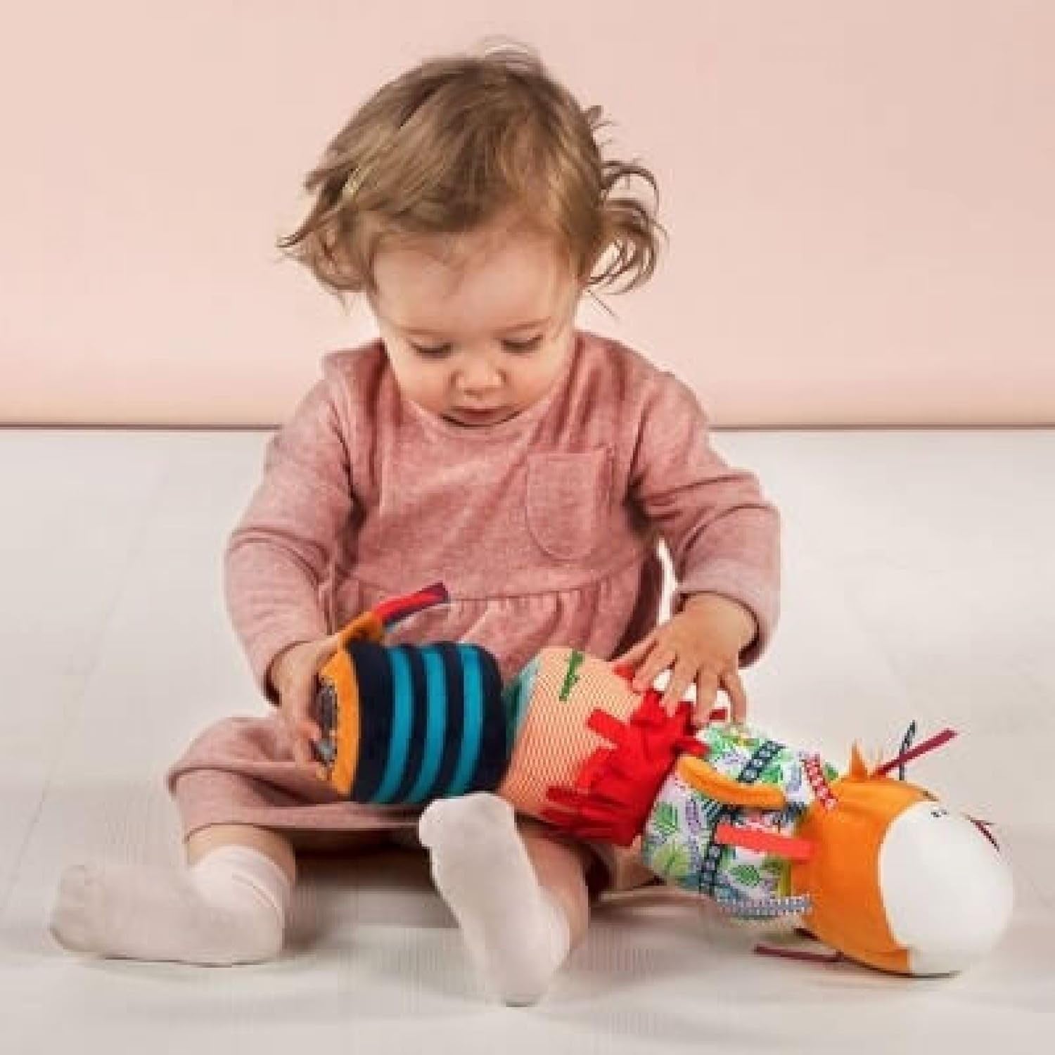 Lilliputiens - Rolka dźwiękowa Jack Velcro - Kolorowa zabawka aktywna dla dzieci z różnymi dźwiękami i wyjmowanymi grzechotkami - Promuje słuch i zdolności motoryczne - Od 6 miesiąca życia - 83064 Baby Toys Naty Shop