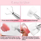 100 sztuk Latexfrei Nailart Schwämme, Ombre Nagelschwammpinsel, Nagelschwamm Mit Metallgreifer 100 Blatt Nailart-Mischpapier Austellungsbox, Maniküre Schwamm Applikator Für Farbverlauf Nailart
