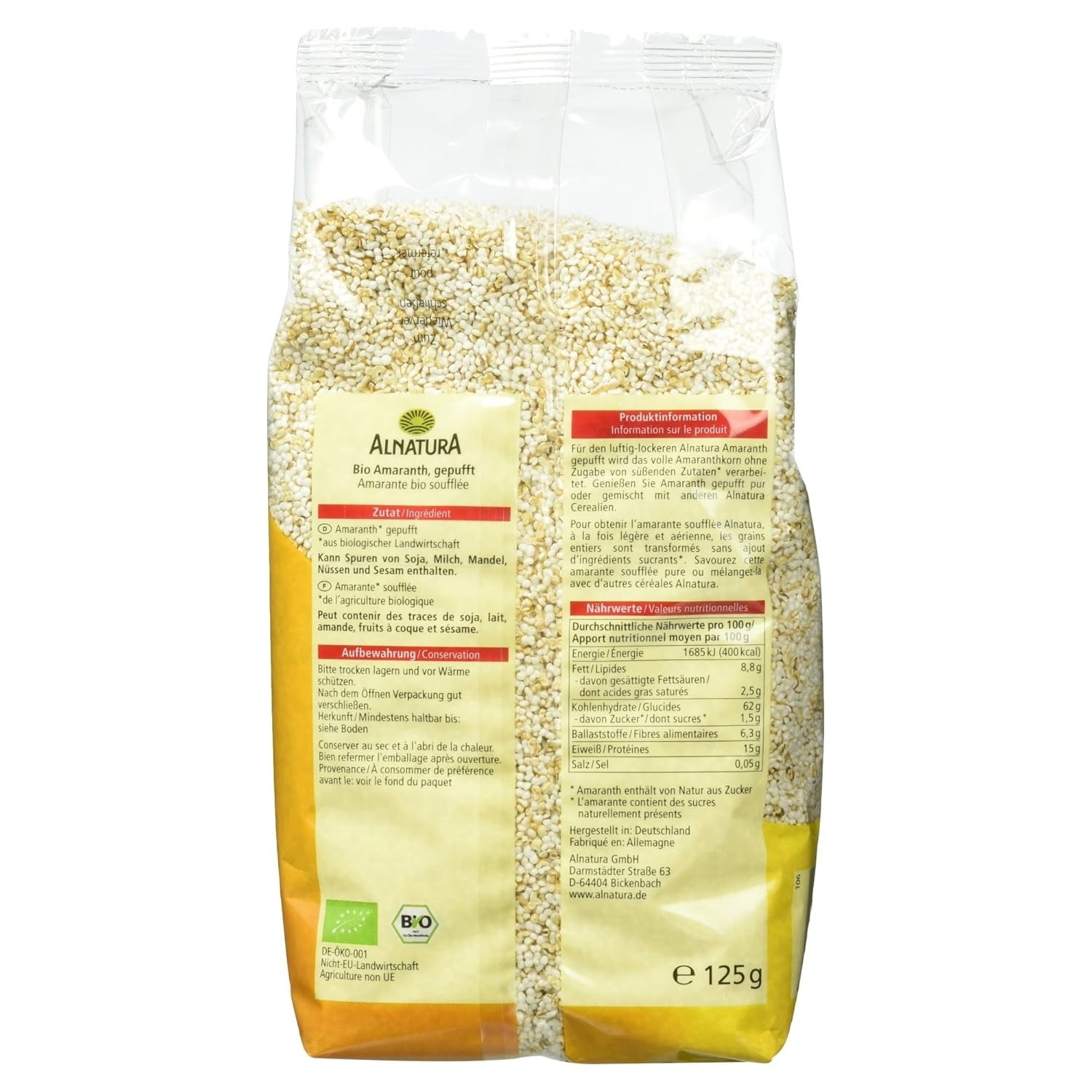 Ekologiczny amarantus ekspandowany, 125g