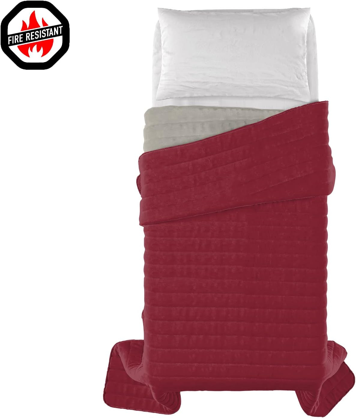 Letni kocyk z włoskiego lnu, ognioodporny, mikrofibra, dwukolorowy, bordowy/jasnoszary, 170 X 270 cm Kołdry i kołdry Naty Shop