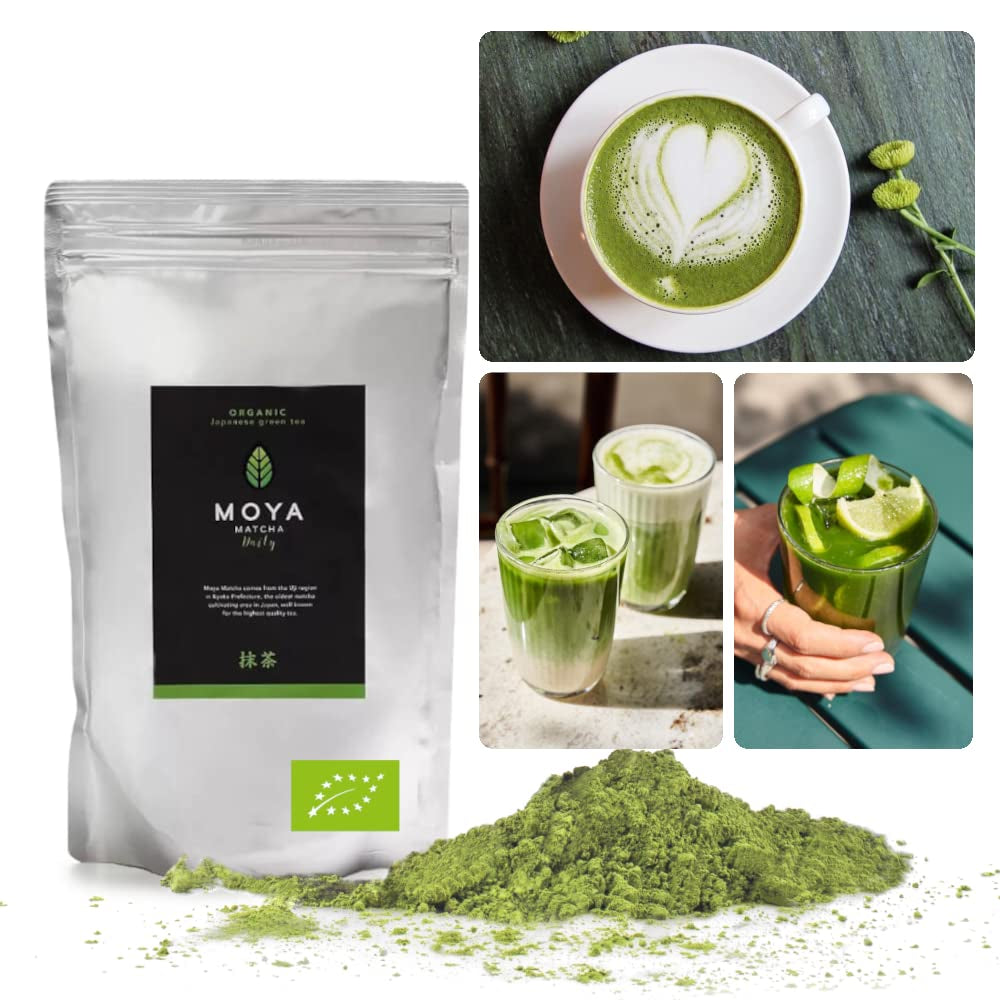 Moya Matcha Bio Daily Zielona herbata w proszku | 250 g jakość dzienna (III) | Idealne do spożycia z latte, koktajlami i lemoniadą...