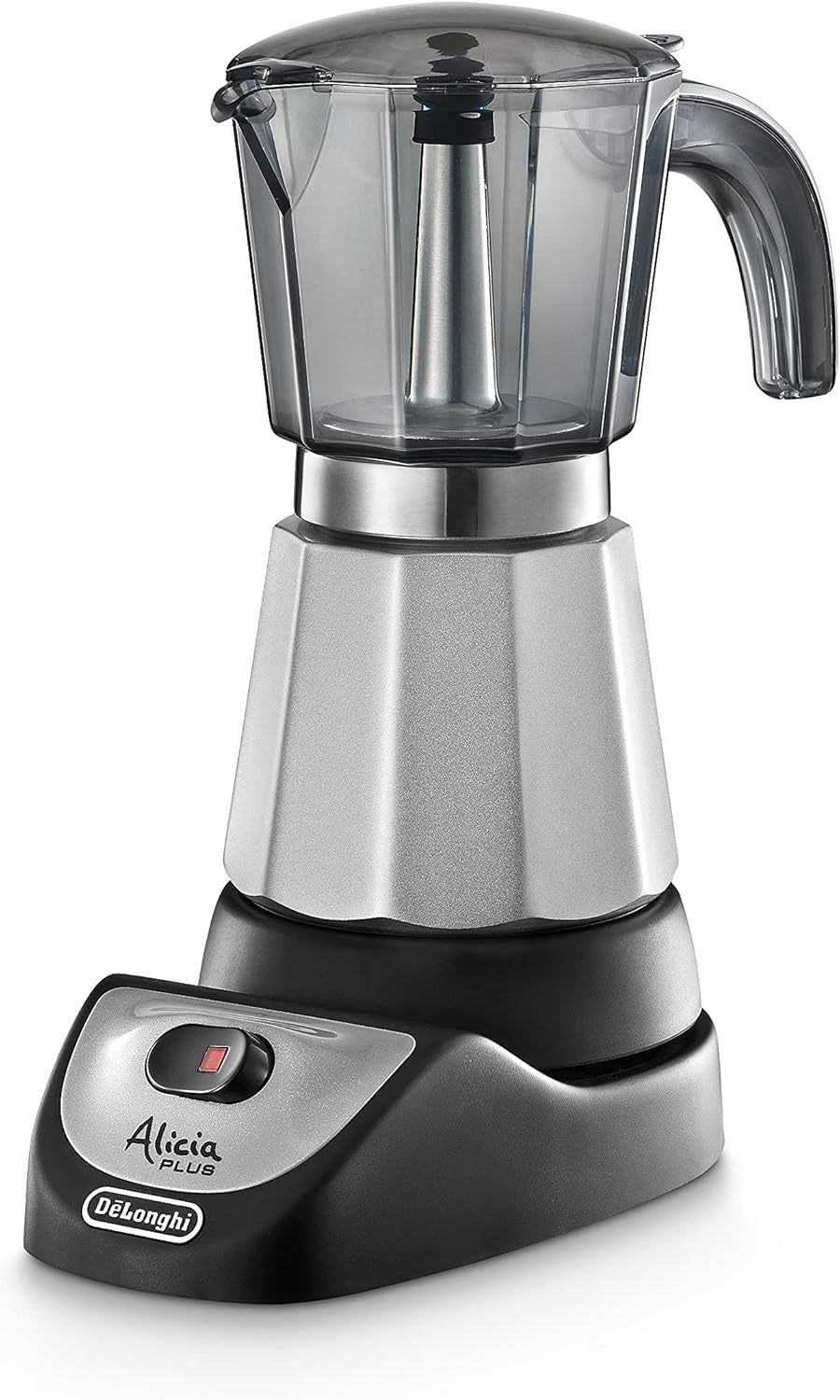 De'Longhi Alicia Plus EMKM6.B Moka Pot (obrót o 360°, 550 W) srebrno-czarny